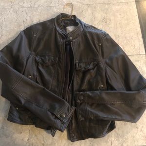 Xhilaration brown faux leather bomber jacket